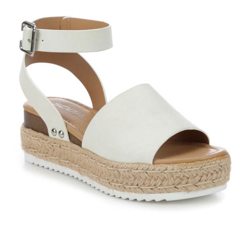 White Soda Platform Sandals - Picture 1 of 3